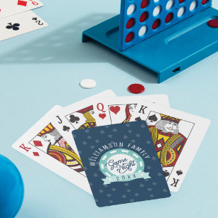 Fun Personalized Family Poker Game Night Navy Pokerkaarten