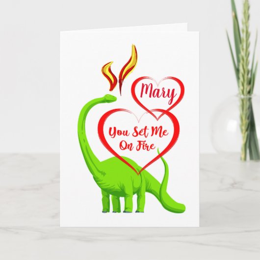 Fun Personalized Fire Breathing Dragon Valentijn Kaart (Voorkant)