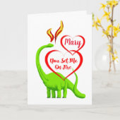 Fun Personalized Fire Breathing Dragon Valentijn Kaart (Gele Bloem)