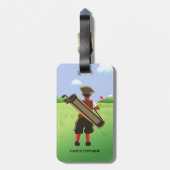 Fun Personalized Golfer op golfbaan Bagagelabel (Achterkant verticaal)