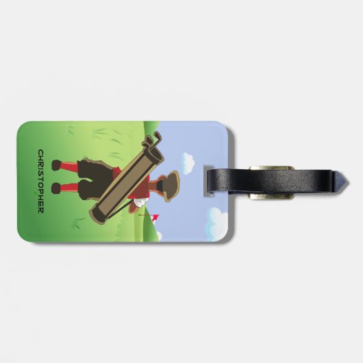 Fun Personalized Golfer op golfbaan Bagagelabel (Achterkant horizontaal)