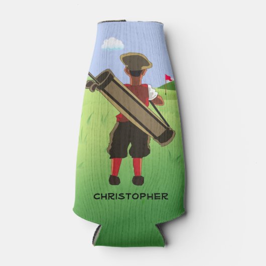 Fun Personalized Golfer op golfbaan Flesjeskoeler (Voorkant)