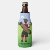 Fun Personalized Golfer op golfbaan Flesjeskoeler (Fles Voorkant)