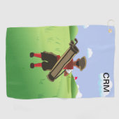 Fun Personalized Golfer op golfbaan Golfhanddoek (Horizontaal)