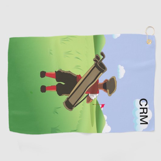 Fun Personalized Golfer op golfbaan Golfhanddoek (Horizontaal)