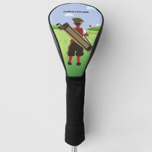 Fun Personalized Golfer op golfbaan Golfheadcover (Voorkant)