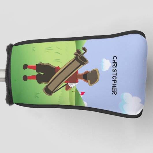 Fun Personalized Golfer op golfbaan Golfheadcover (Voorkant)