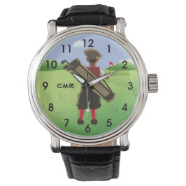 Fun Personalized Golfer op golfbaan Horloge