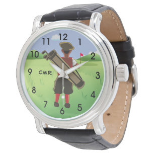 Fun Personalized Golfer op golfbaan Horloge