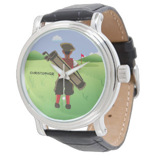 Fun Personalized Golfer op golfbaan Horloge