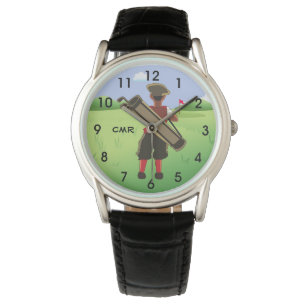 Fun Personalized Golfer op golfbaan Horloge