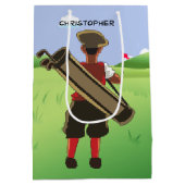 Fun Personalized Golfer op golfbaan Medium Cadeauzakje (Achterkant)