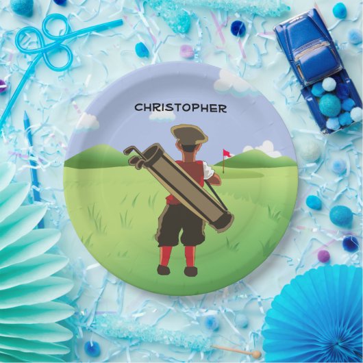 Fun Personalized Golfer op golfbaan Papieren Bordje (Feest)