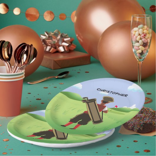 Fun Personalized Golfer op golfbaan Papieren Bordje (Multi)