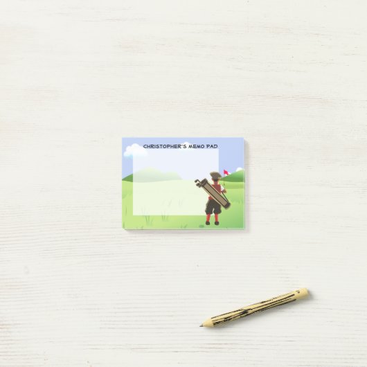Fun Personalized Golfer op golfbaan Post-it® Notes (Op bureau)