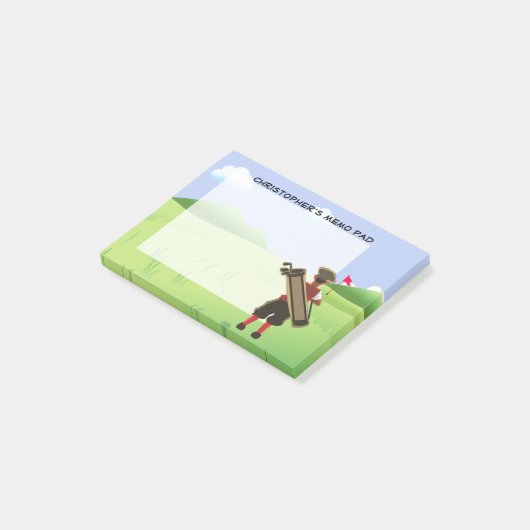Fun Personalized Golfer op golfbaan Post-it® Notes (Schuin)
