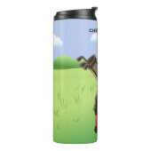 Fun Personalized Golfer op golfbaan Thermosbeker (Gedraaid links)