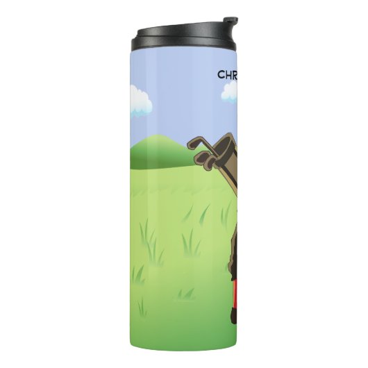 Fun Personalized Golfer op golfbaan Thermosbeker (Gedraaid links)