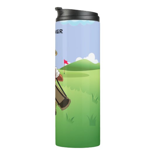 Fun Personalized Golfer op golfbaan Thermosbeker (Geroteerd rechts)