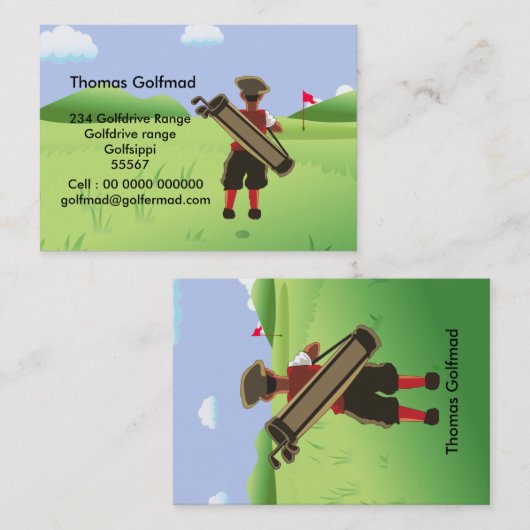 Fun Personalized Golfer op golfbaan Visitekaartje (Voorkant / Achterkant)