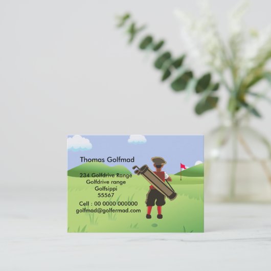 Fun Personalized Golfer op golfbaan Visitekaartje (Staand voorkant)