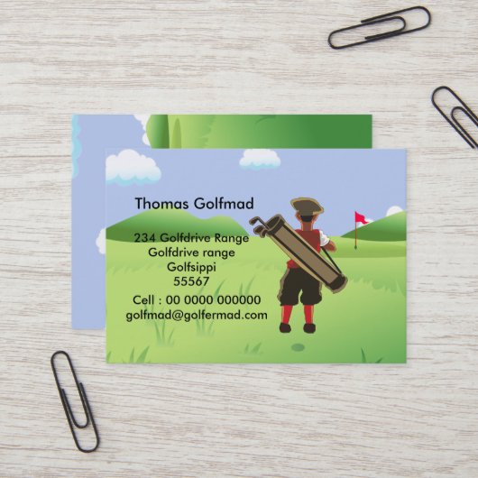 Fun Personalized Golfer op golfbaan Visitekaartje (Voorkant / Achterkant in situ)