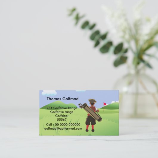 Fun Personalized Golfer op golfbaan Visitekaartje (Staand voorkant)