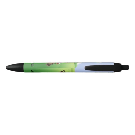 Fun Personalized Golfer op golfbaan Zwarte Inkt Pen (Achterkant)