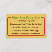 Fun Personalized Kids Dinosaur Theme  Contactkaartje (Achterkant)