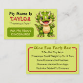 Fun Personalized Kids Dinosaur Theme Contactkaartje (Voorkant / Achterkant)