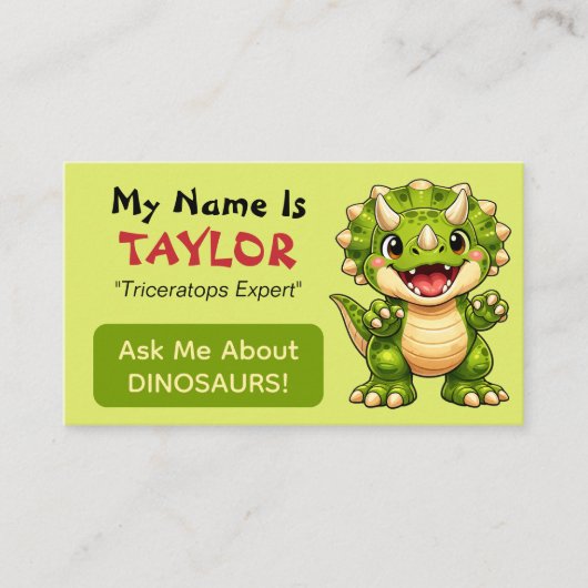 Fun Personalized Kids Dinosaur Theme Contactkaartje (Voorkant)