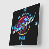 Fun Personalized Mancave Bar Den Happy Hour Vierkante Klok (Hoek)