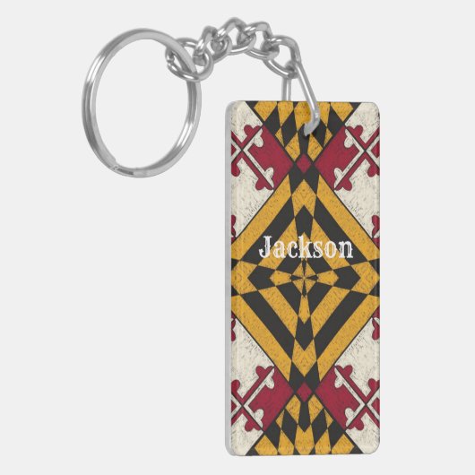 Fun Personalized Maryland Flag Graphic Sleutelhang Sleutelhanger (Voorkant Links)