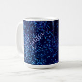 Fun Personalized Midnite Blue Confetti Koffiemok (Voorkant links)