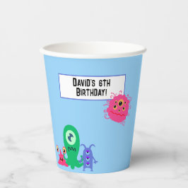 Fun Personalized Monster Cartoon Birthday Papieren Bekers