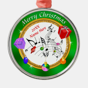 Fun Personalized Music Note-kerstversieringen Metalen Ornament