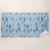 Fun Personalized Name Dinosaur Pattern Strandlaken (Voorkant)