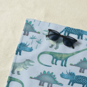 Fun Personalized Name Dinosaur Pattern Strandlaken (In situ)