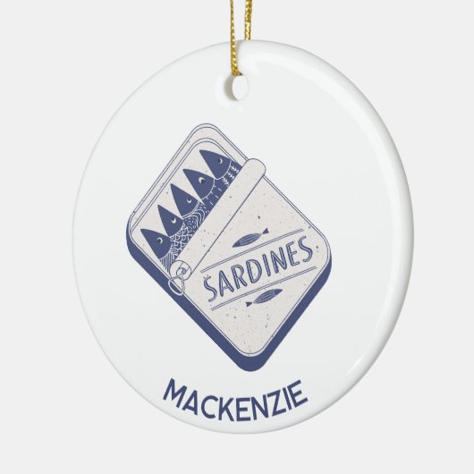 Fun Personalized Name Sardine Tin Keramisch Ornament (Links)