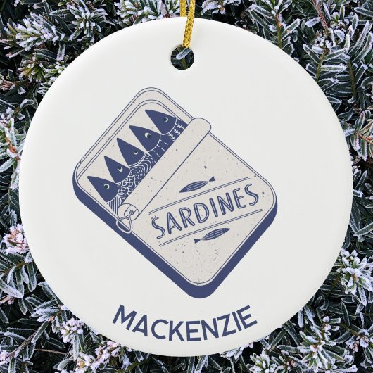 Fun Personalized Name Sardine Tin Keramisch Ornament