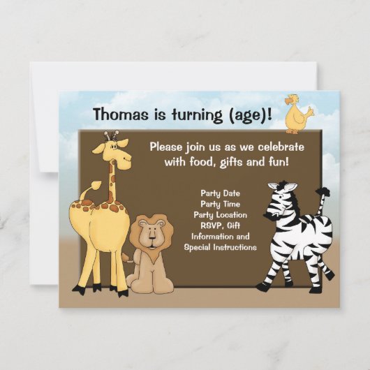 Fun Personalized Oerwoud Birthday Party Invitation Kaart (Voorkant)