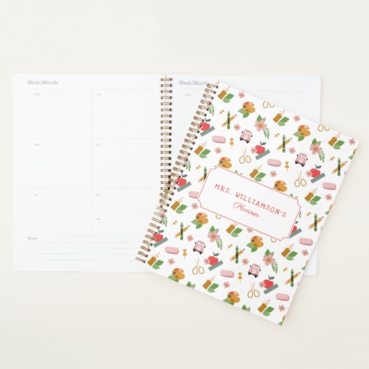 Fun Personalized School Teacher Pattern Planner (Display)
