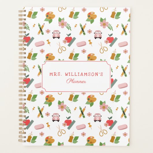 Fun Personalized School Teacher Pattern Planner (Voorkant)