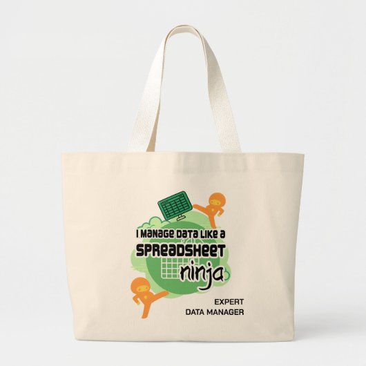 Fun Personated Data Manager SPREADSHEET NINJA Grote Tote Bag (Voorkant)