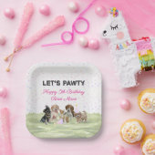 Fun Personated Pink Puppy Dog Birthday Papieren Bordje (Feest)