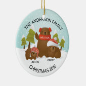 Fun - persoonlijke familie met drie Beren Kerstmis Keramisch Ornament (Rechts)