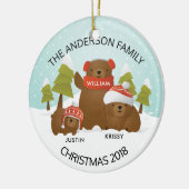Fun - persoonlijke familie met drie Beren Kerstmis Keramisch Ornament (Links)