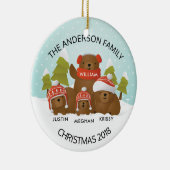 Fun - persoonlijke familie met vier Beren Kerstmis Keramisch Ornament (Rechts)
