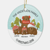 Fun - persoonlijke familie met vier Beren Kerstmis Keramisch Ornament (Links)
