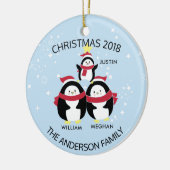 Fun - persoonlijke familie van 3 pinguïns kerstmis keramisch ornament (Links)